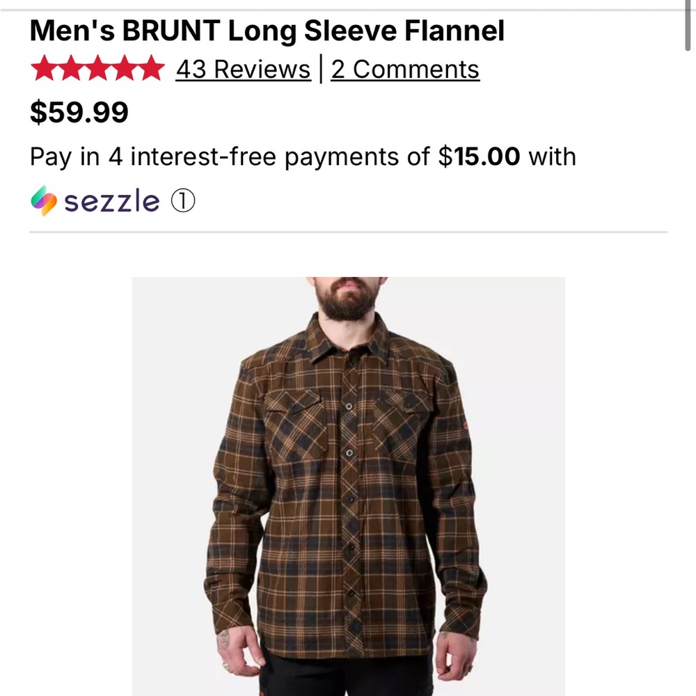 BRUNT Men's Brown Plaid Flannel Shirt